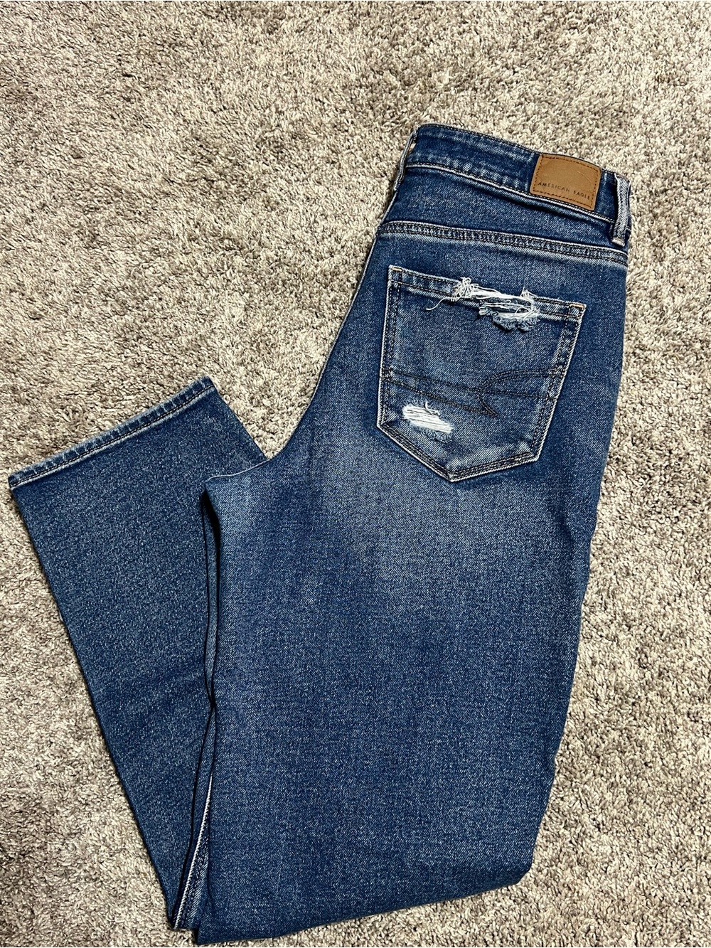 Women’s Dark Blue Distressed Jeans